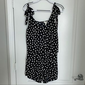 Polka Dot Tie Shoulder Romper